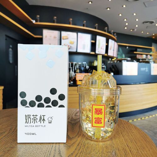 Manufacturer wholesale Korean version large diameter straw milk tea cup large capacity double layer student couple glitter AS plastic water cup