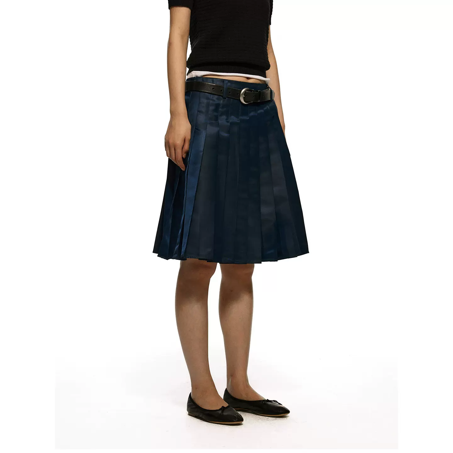 现货A字微伞型挺括及膝百褶半裙2026新款时髦百搭半身裙