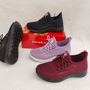 New Shoes for Women 2025 Polyurethane Cloth Shoes Wholesale Casual Women's Shoes Fly Woven Breathable Running Sneakers Shoes for the Elderly