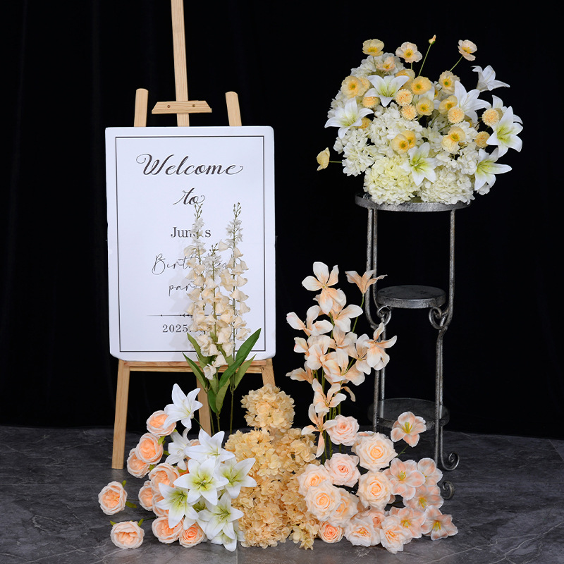 Champagne-Style Artificial Flowers European-Style Wedding Flower Arrangement Home Small Sofa Side Bedroom Bedside Table Creative Arrangement of Artificial Flowers