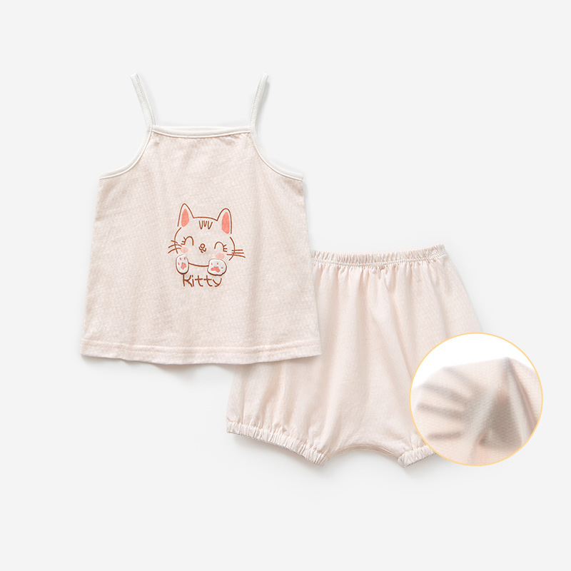 Bebé niña chaleco traje de las niñas Sling verano Niño Pantalones cortos delgados de dos piezas sin mangas split Bebé Ropa de verano