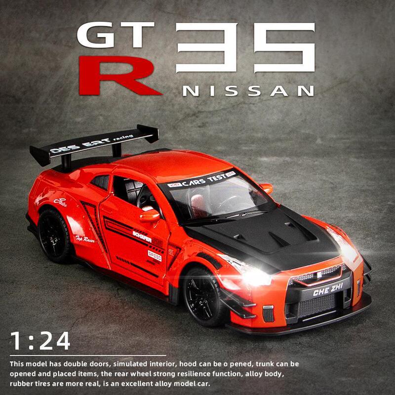 1:24 Nissan GTR Nissan Ares car model alloy simulation sound and light toy ornaments boy cross-border foreign trade