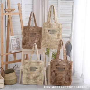 2025 New Summer Seaside Vacation P Home Woven Bag Women's Fashion Retro Internet Popular Hollow Straw Tote Bag