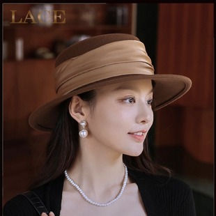 New autumn and winter wool hat women's retro flat-brimmed wool felt hat Korean fashion Joker hat women's winter wholesale