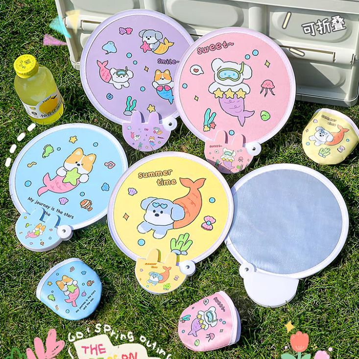 Summer cartoon handheld folding reflector