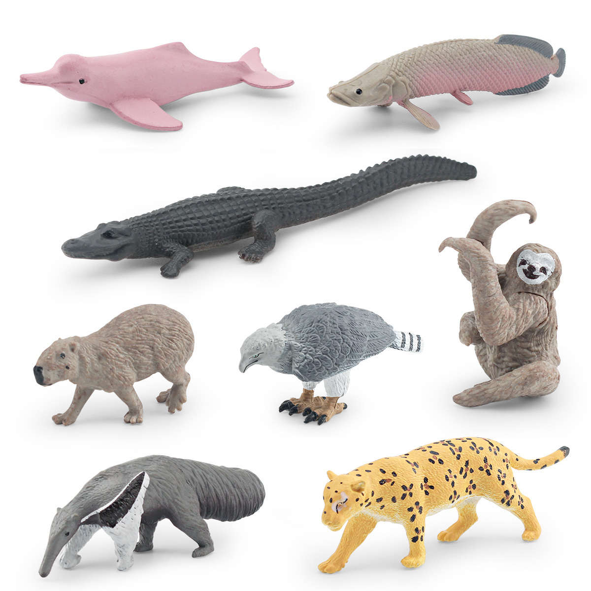 Transfronteriza simulación delfín cocodrilo carpincho cuerno talla perezoso oso America Tigre sudamericano modelo animal adornos estáticos