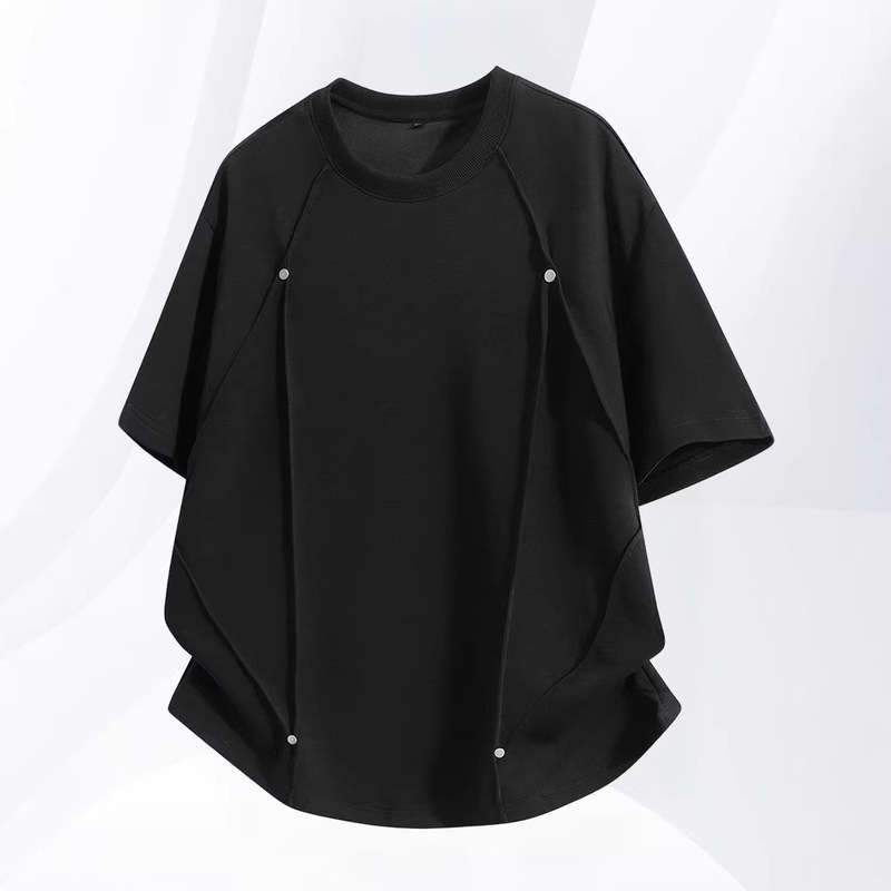 Rivet Short-Sleeve T-Shirt for Men, Summer Thin Style, American High Street Style, Round Neck, Loose Fit, Slimming, Plus Size Top Rivet Short-Sleeve T-Shirt for Men, Summer Thin Style, American High Street Style, Round Neck, Loose Fit, Slimming, Plus Size Top