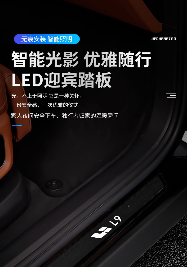 Suitable for Ideal L6L7L8L9 Cars, Illuminated Door Sill Strips, Welcome Pedals, Led Wireless Sensor, New Style