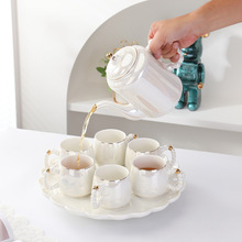 轻奢高级感陶瓷水具套装珍珠白家用客厅陶瓷茶具水具杯具水壶杯套