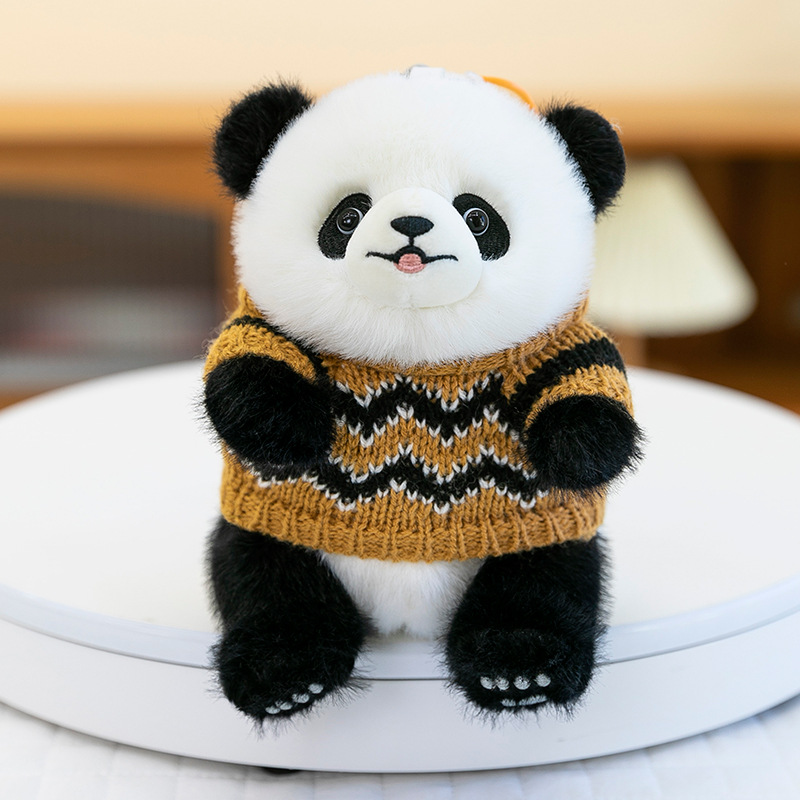 Lindo suéter de flores, colgante de panda, juguete de peluche, llavero, muñeca pequeña, colgante de muñeca, niña
