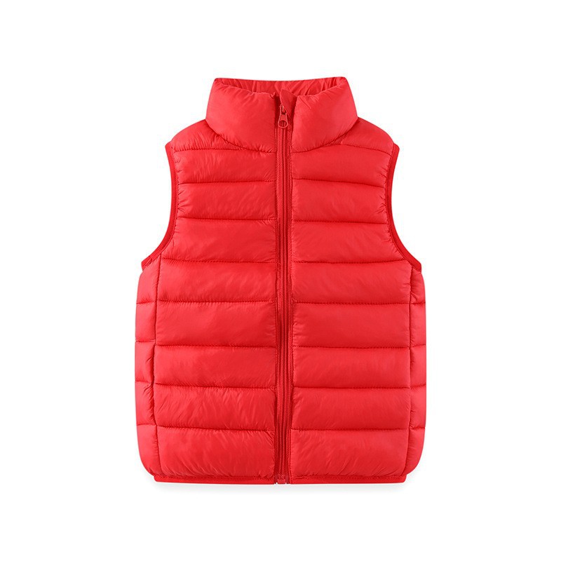 2025 otoño y invierno chaleco de algodón de pluma para niños coreanos ligero y delgado bebé collar caliente clip
