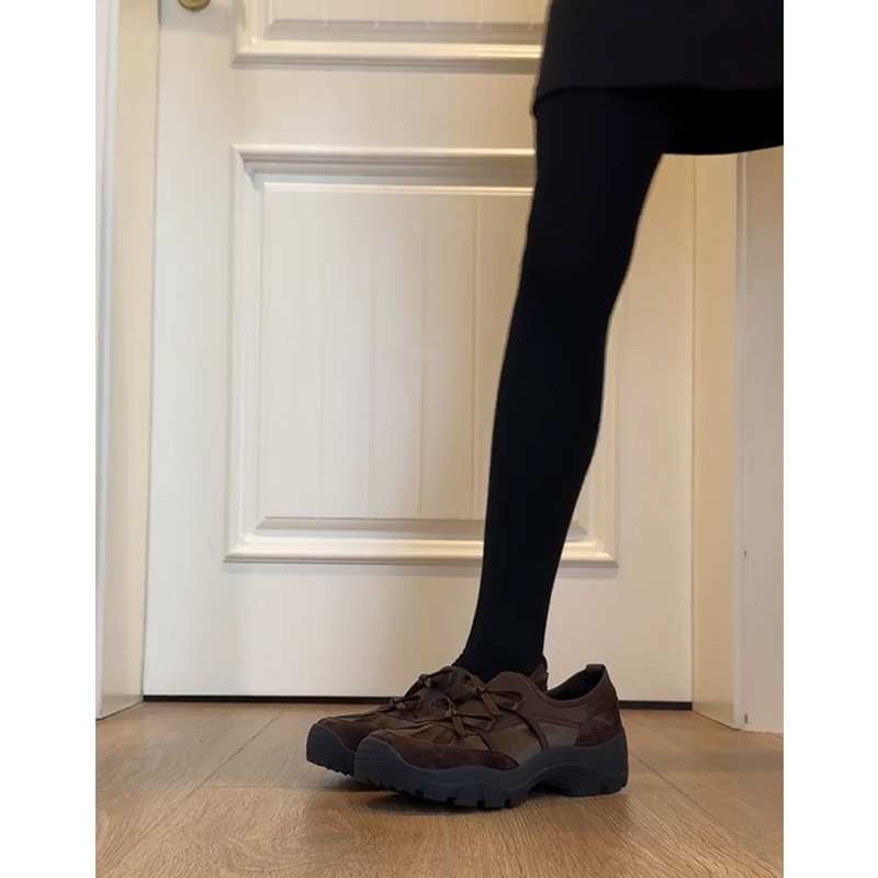 羊皮版~真皮复古蝴蝶结芭蕾休闲鞋女2025新款厚底百搭单鞋德训鞋|undefined