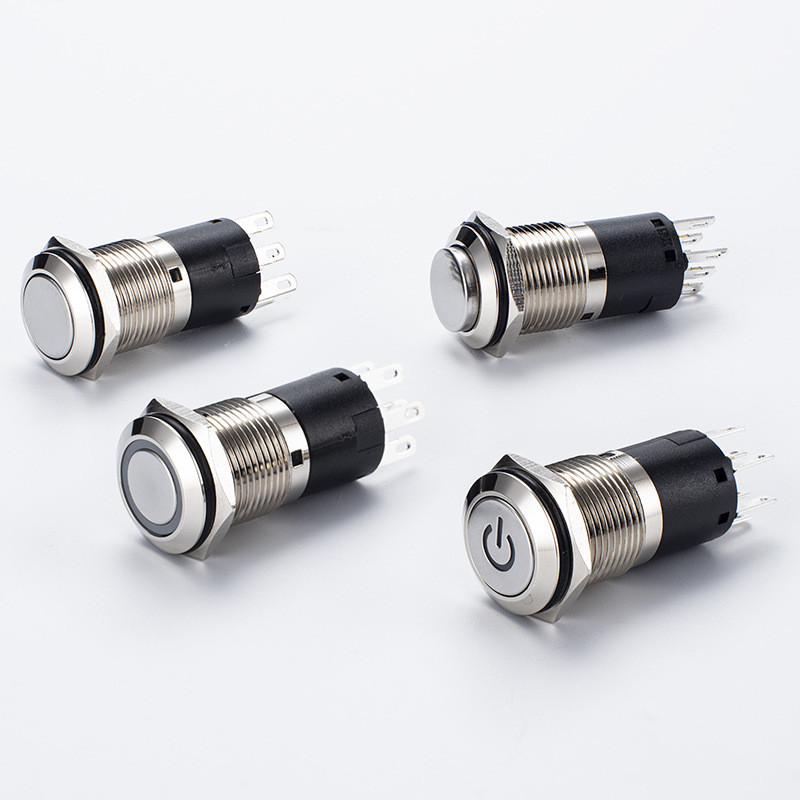 Metal button, double round switch key with light, 16mm