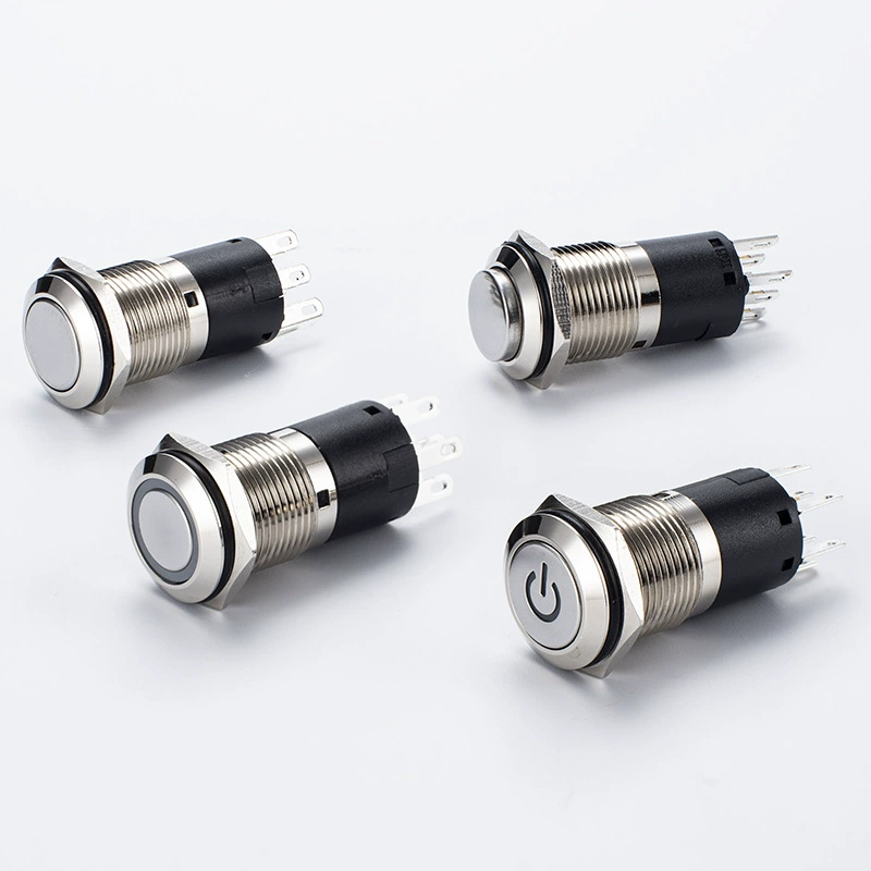 Metal button, double round switch key with light, 16mm