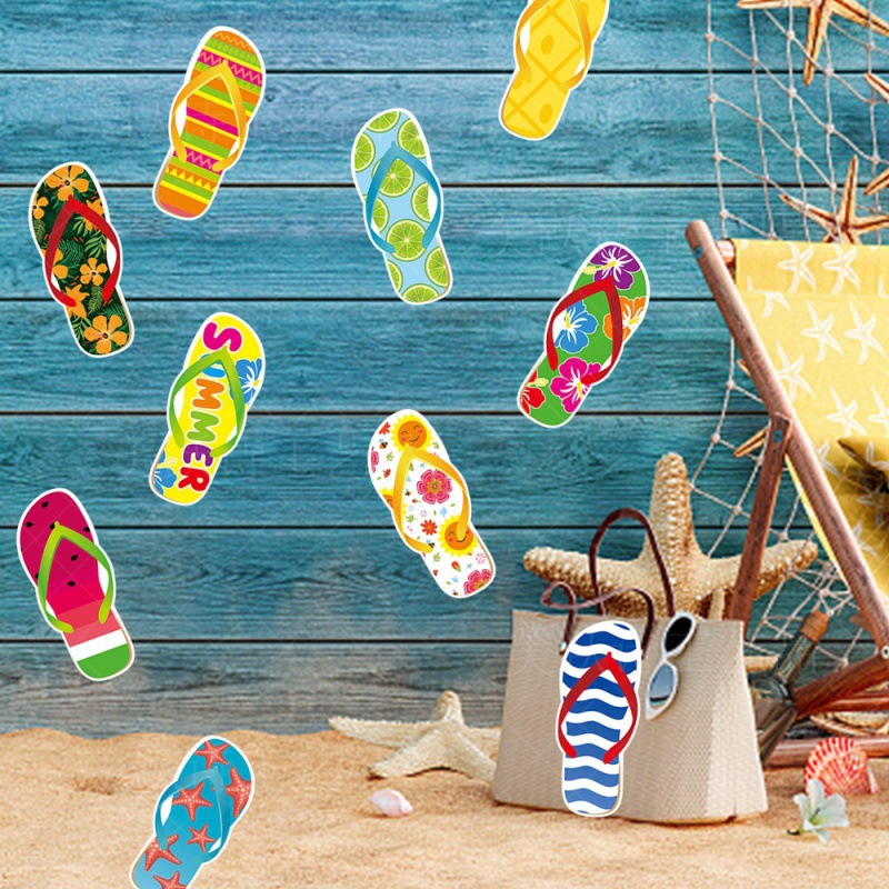 Nuevas pegatinas de pared decorativas de verano, pegatinas de ventana, artículos de decoración de fiesta de verano, zapatillas autoadhesivas, pegatinas de ventana, pegatinas de pared creativas