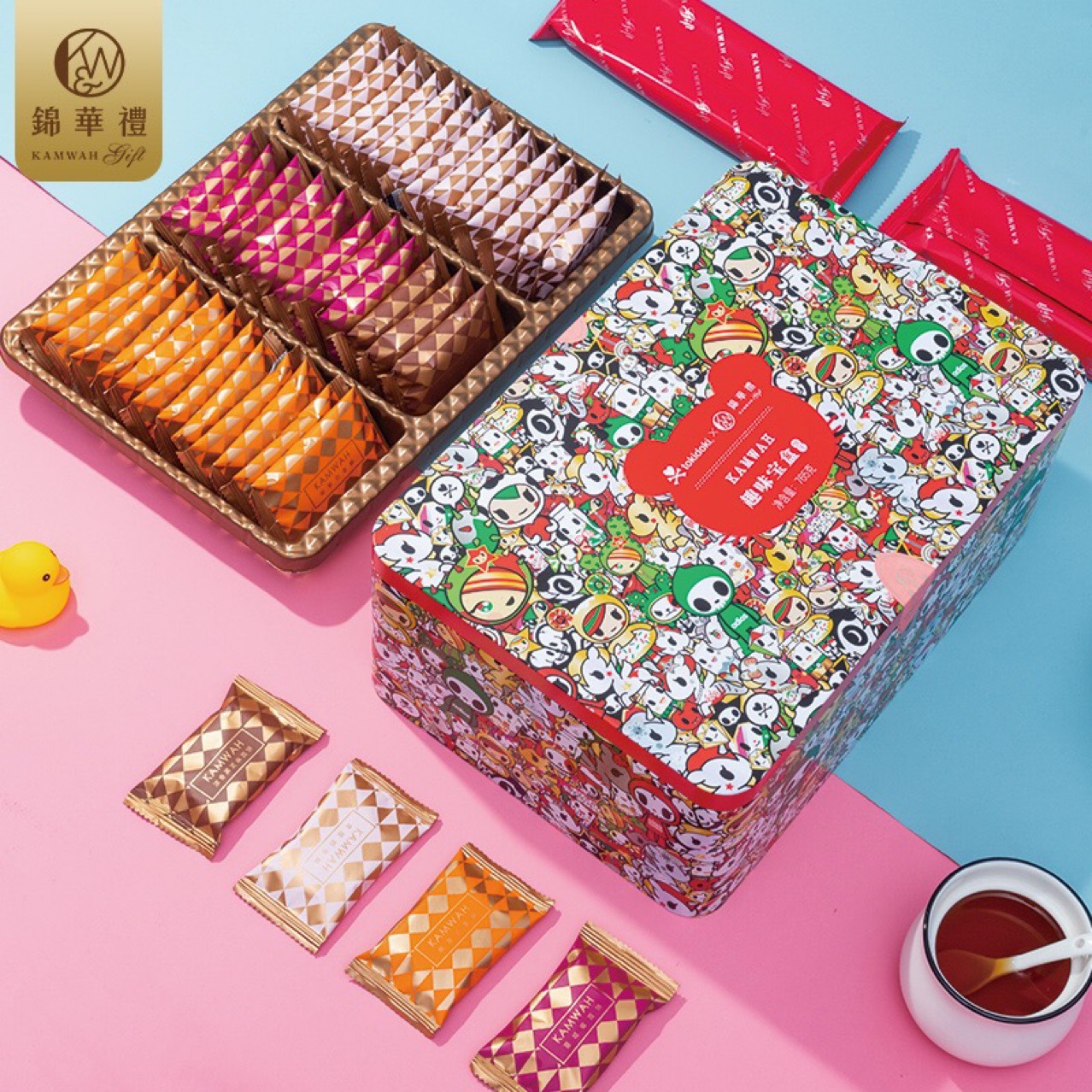 香港锦华趣味宝盒什锦西饼糕点礼盒曲奇饼干蛋卷酥礼盒装765g*6盒