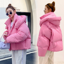 棉服女2025秋冬新款学院风短款宽松加厚面包服糖果色棉衣棉袄外套