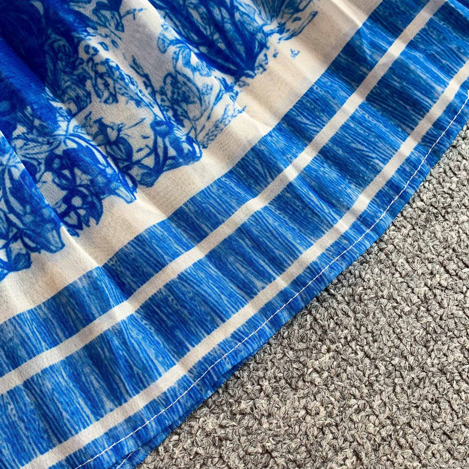 Women's Light French Romantic Style Tie Dye Floral Print Round Neck Dress Three Dimensional Flower Summer Slimming Pleated Long Skirt_ecoleips.com