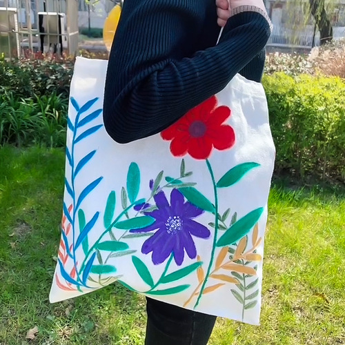 Canvas bag diy canvas bag large capacity storage bag children's hand painting graffiti white environmentally friendly tote bag blank