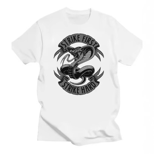 Vintage Cobra Kai T-Shirt Men's T-Shirt Unique T-Shirt Short Sleeve Karate Kid Strike First Breathable