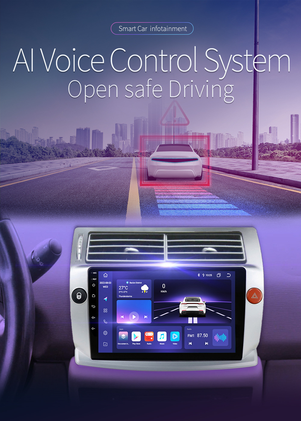 Suitable for 04-09 Citroen C4 Android Large-Screen Car Stereo with Reversing Camera and Gps Navigation All-In-One Device