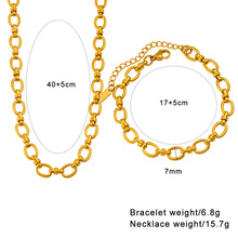 欧美跨境时尚OL百搭手链项链钛钢18K金素链粗链首饰套装工厂批发