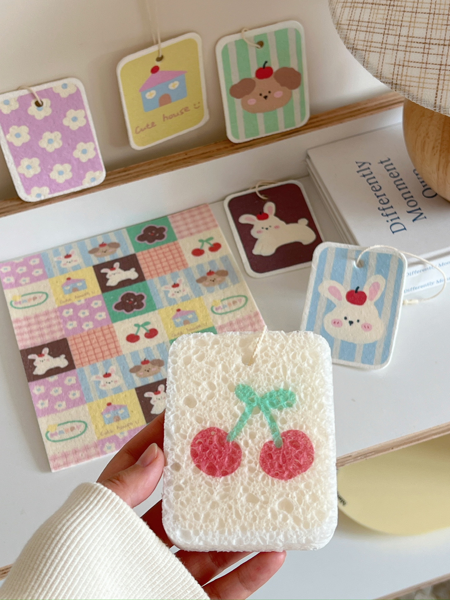 7g Weight Cleaning Cloths Kitchen and drinking utensils 1 Piece Quantity wood fiber Material Animal Pattern Unisex Gender Cute Style Cute Animal Wood Fiber Cleaning Cloths 1 Piece 15