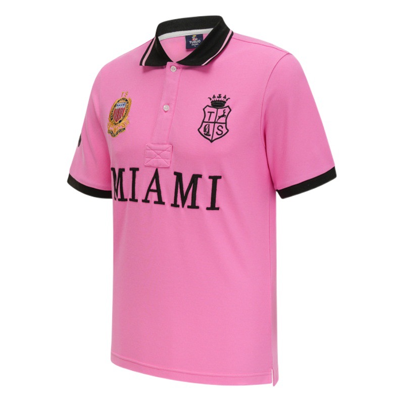Nuevo Polo de manga corta Camisa de los hombres transfronterizos clásico Rosa deportes casual algodón slim fit más tamaño de manga corta Camiseta de la solapa