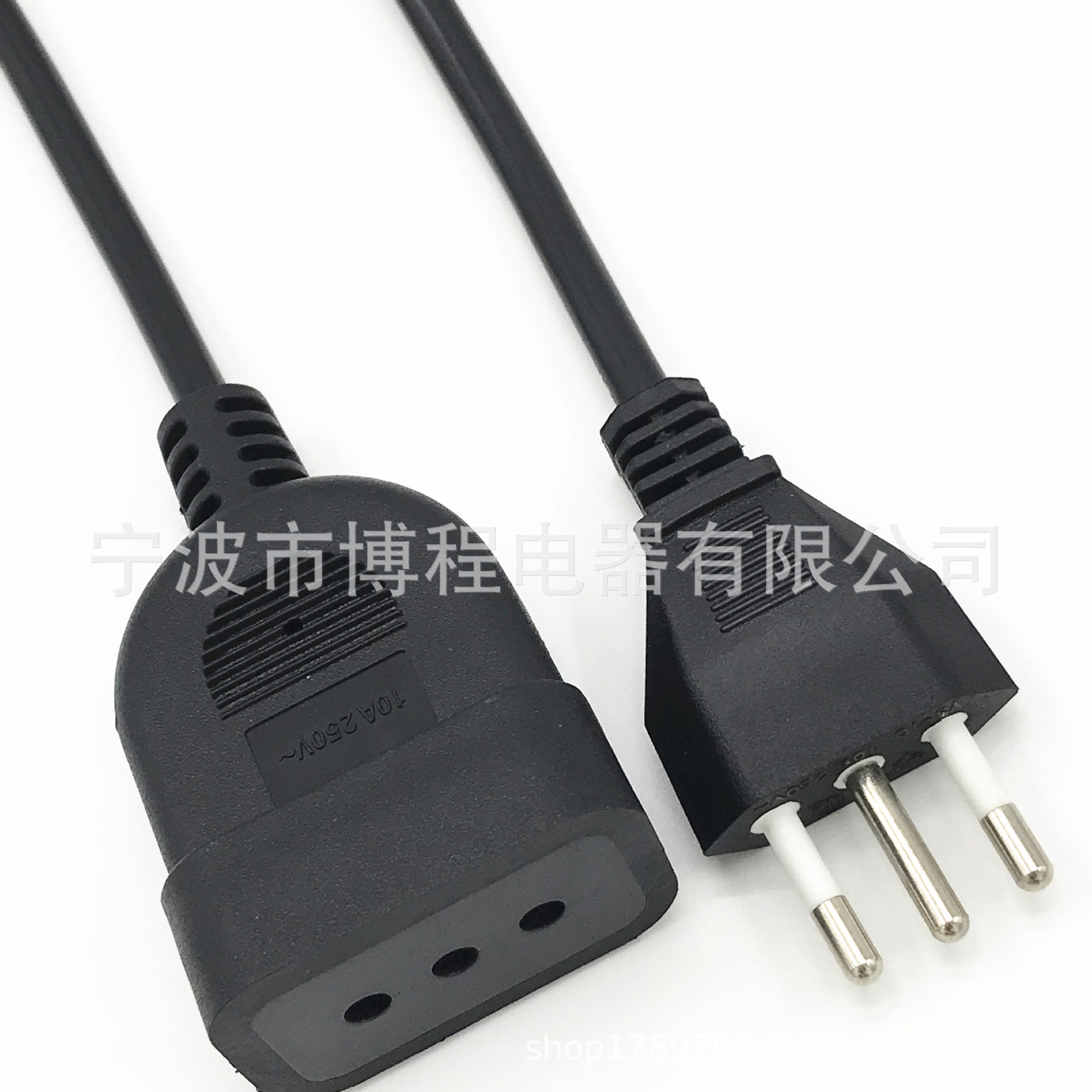 意大利插头三芯插头电源线 3*0.75平方意大利公母对插品字插头