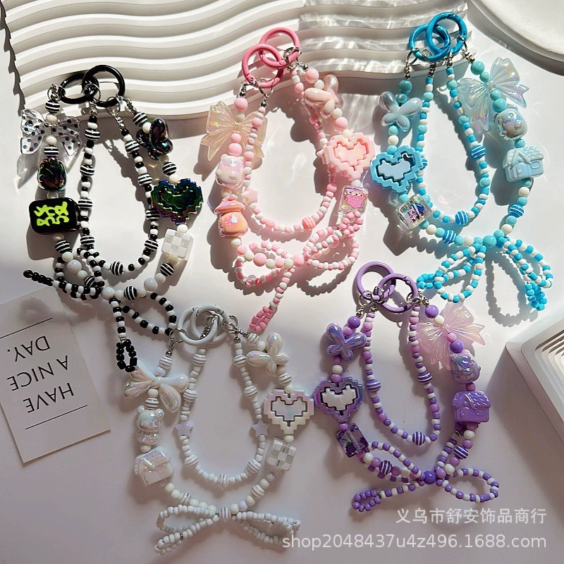 Acrylic keychain with bow, bag, pack, decorations, hand painting