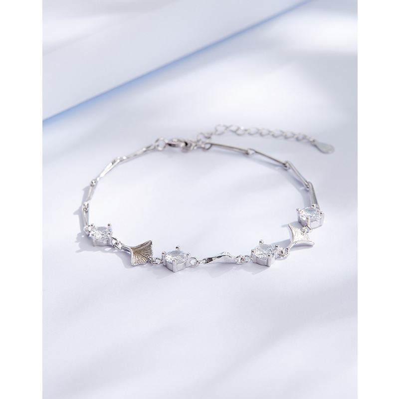 Ginkgo hoja de pulsera de plata esterlina de las mujeres Luz de lujo nicho diseño exquisito alto sentido sansheng albaricoque pulsera 2023 nuevo