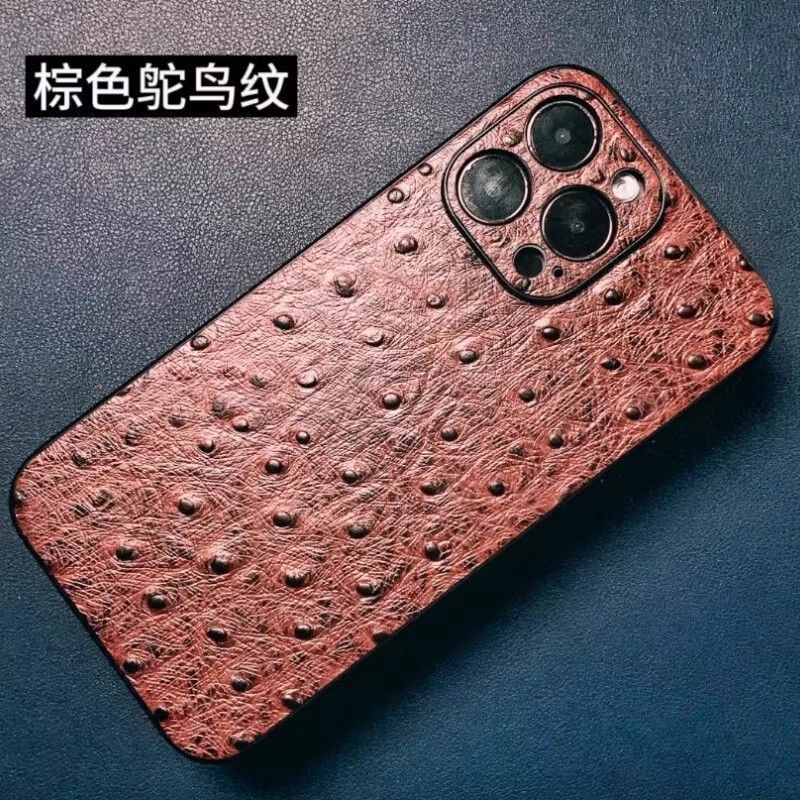 For iQOO12 11 10pro 9 8 7 phone case Neo6se ostrich Z7x real head layer Z5 cowhide men