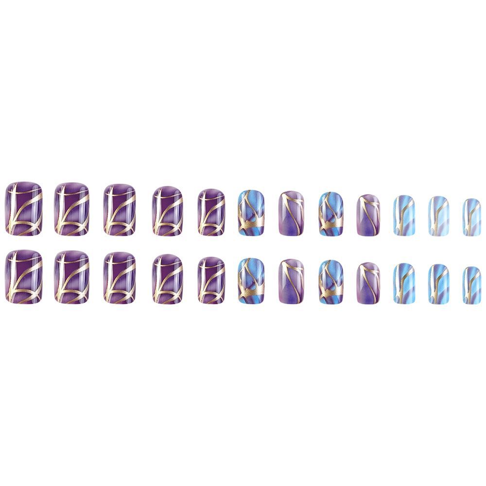 European And American Style Mid-length Purple Striped Nail Stickers