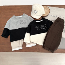婴儿长袖T恤春装新款帅气小童拼色休闲百搭打底衫秋季男宝宝童装