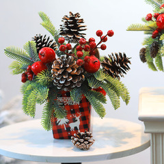 Amazon Cross-border Desktop Small Pinecone Red Fruit Apple Miniature Ornament Christmas Gift Factory Direct Sale