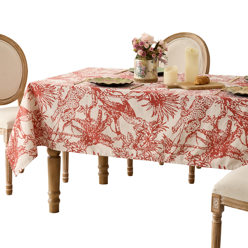 Nuevo producto impermeable tela de mesa de algodón poliéster personalizado transfronterizo grueso tela de mesa de mesa de Año Nuevo grueso toallas de mesa de mesa