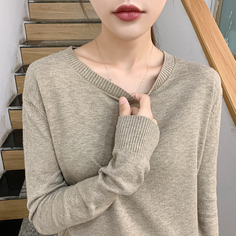 Spring and Autumn New Round Neck Knitted Shirt Long-sleeved Base Shirt Loose Large Size Thin Sweater Pullover Outer Jacket for Women Spring and Autumn New Round Neck Knitted Shirt Long-sleeved Base Shirt Loose Large Size Thin Sweater Pullover Outer Jacket for Women