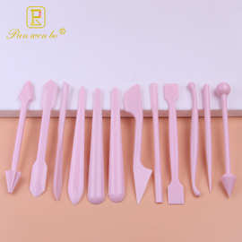 diy陶艺工具泥塑刀儿童软陶泥造型组合套装烘培12支粉色塑料用品