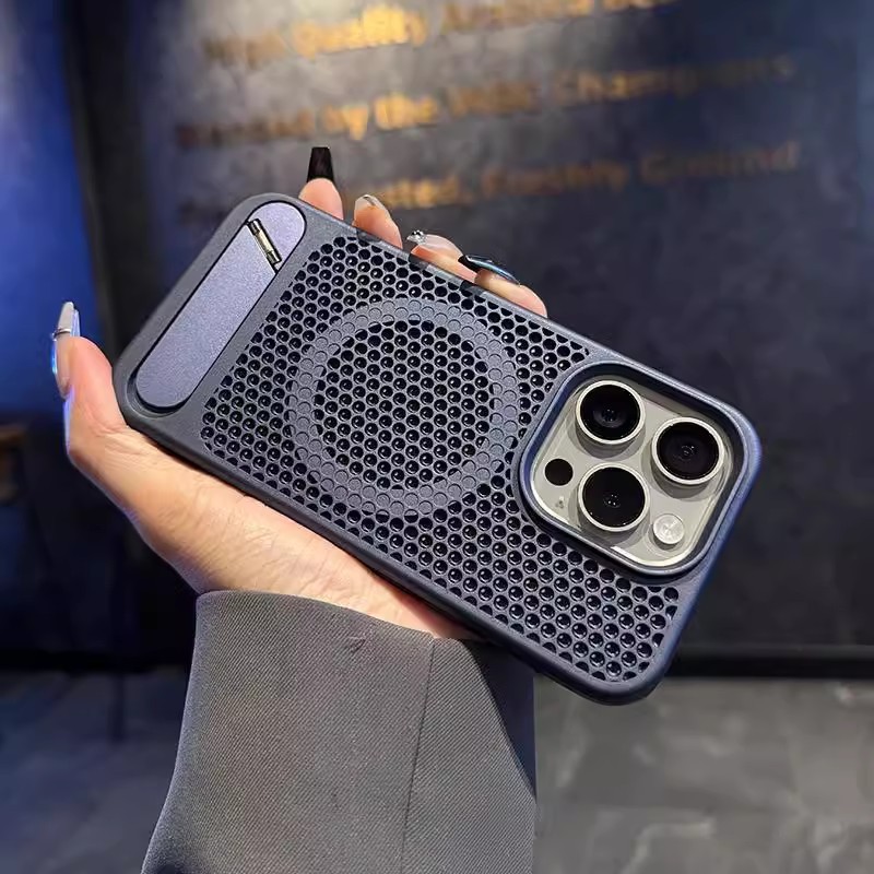 Disipación de calor hueca imán imán iphone16promax funda para teléfono móvil soporte invisible adecuado para Apple 15/16p sentido avanzado