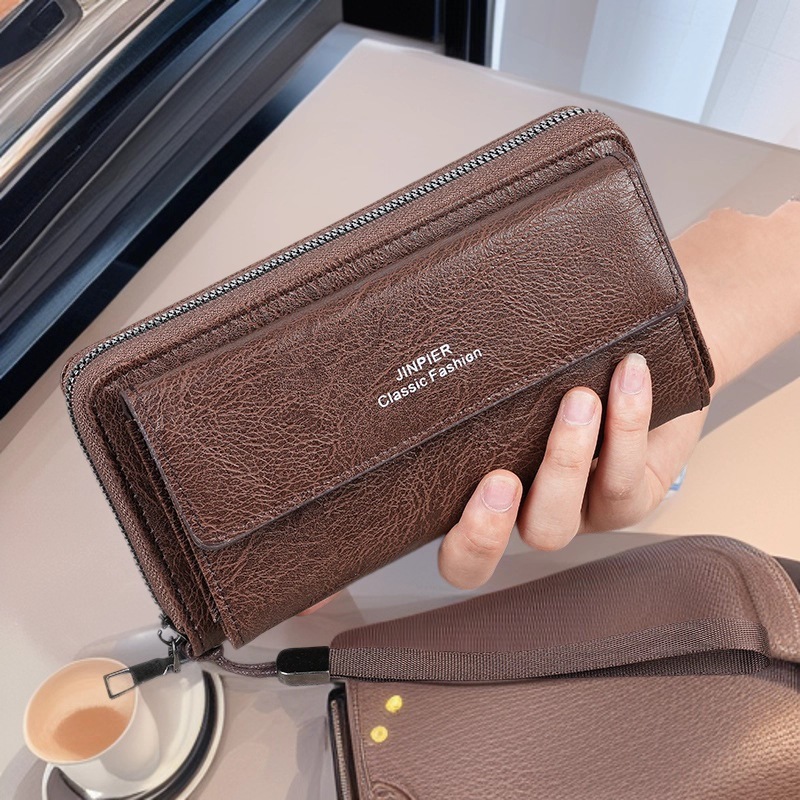 Cross-Border Men's Wallet Pu Multi-Card Slot Casual Long Wallet New Large-Capacity Clutch Bag Mobile Phone Coin Purse for Men