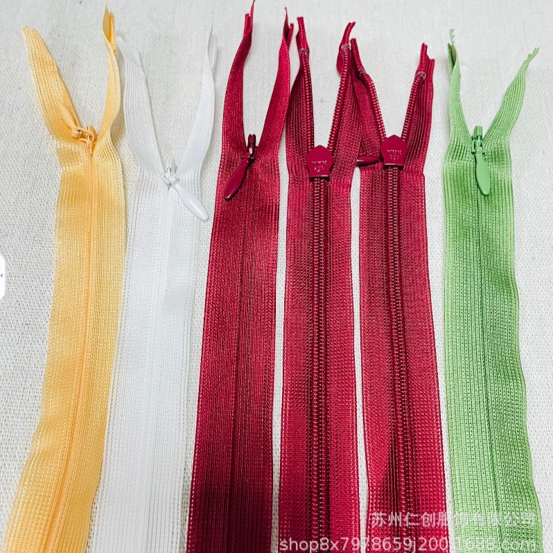 YKK拉链2号尼龙隐形蕾丝带水滴头喷漆拉链现货定货,582个颜色现货