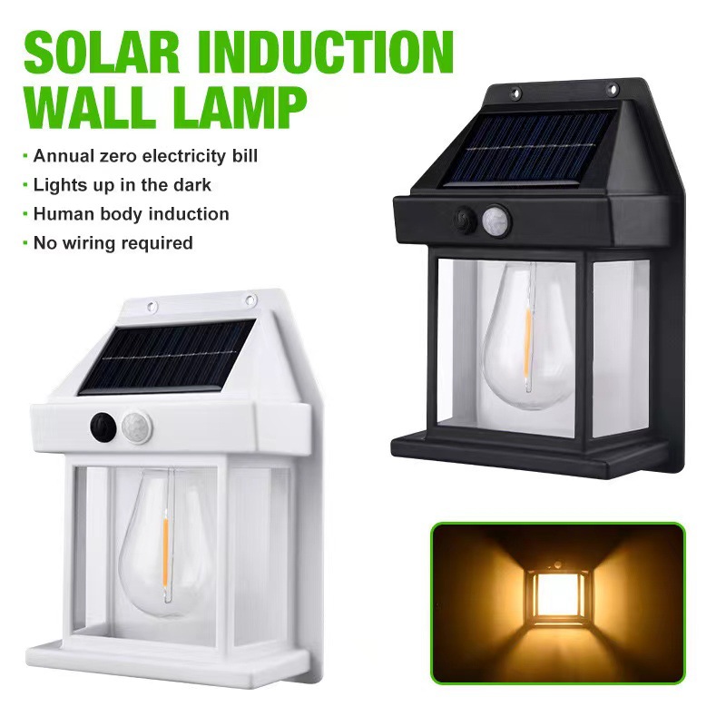  outdoor solar wall lamp outdoor waterproof tungsten lamp induction garden lamp garden villa lighting room lamp