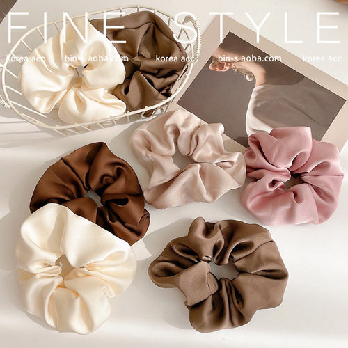 French solid color satin hair tie, high-end satin hair tie, hair tie, simple hair accessory