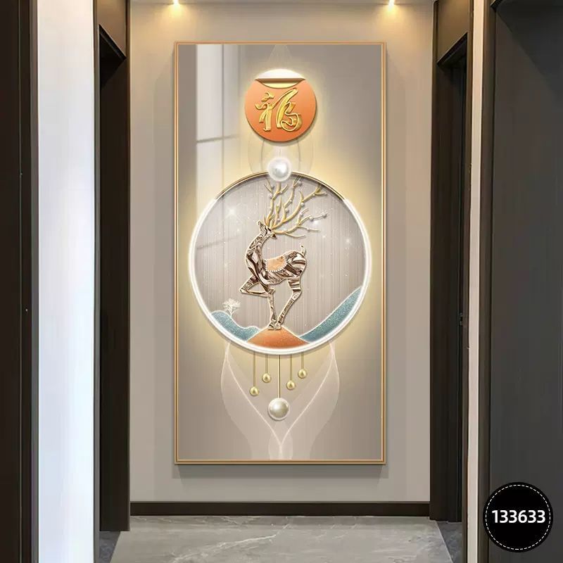 Pintura decorativa de entrada moderna de lujo ligera atmósfera Fu Zi de alta gama mística fondo mural decoración de muros colgantes de pasillo mural image 12