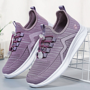 Women's Walking Shoes Spring and Autumn New Manufacturer Wholesale Single Shoes Soft Sole Breathable Mom Shoes Casual Lace-Up Sports Shoes Dropshipping
