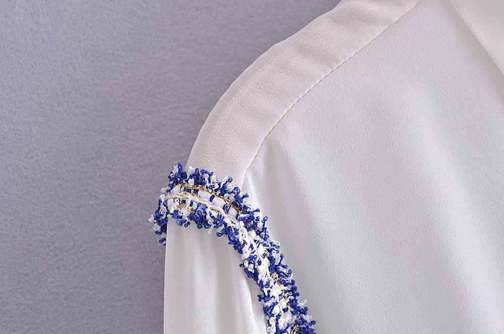 Long Sleeve Stitching Linen Chiffon Shirt NSAM115613