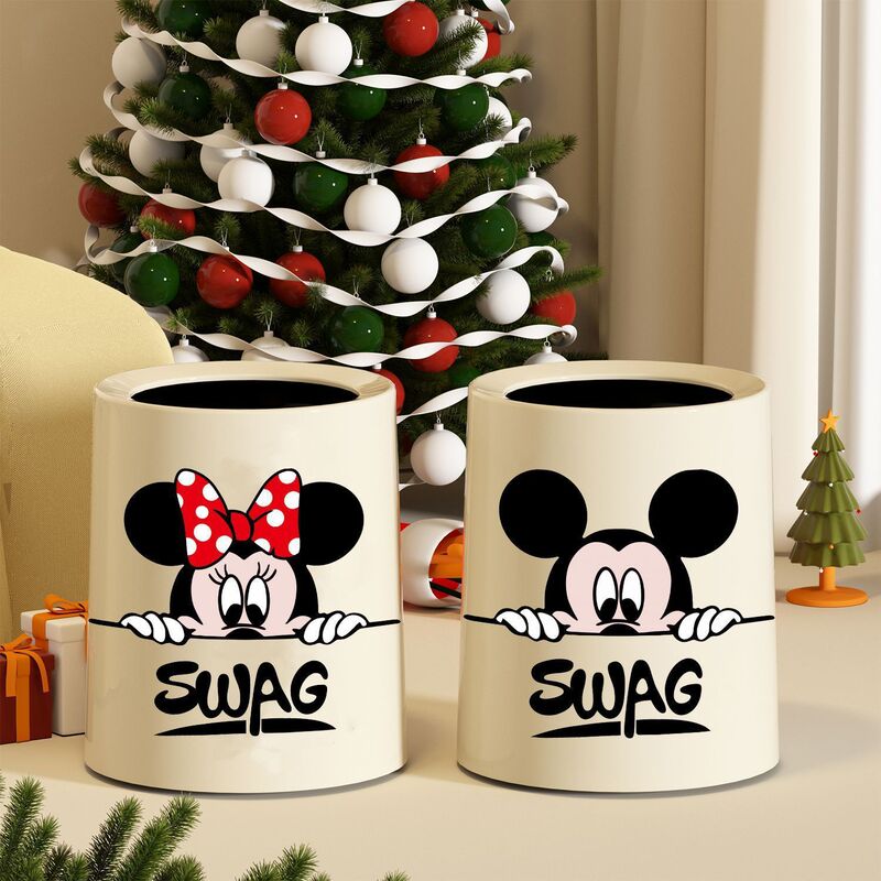 Creative Mickey Trash Can for Home Use 2024 New Living Room Modern Simple Popular Bathroom Bedroom Kitchen with Lid