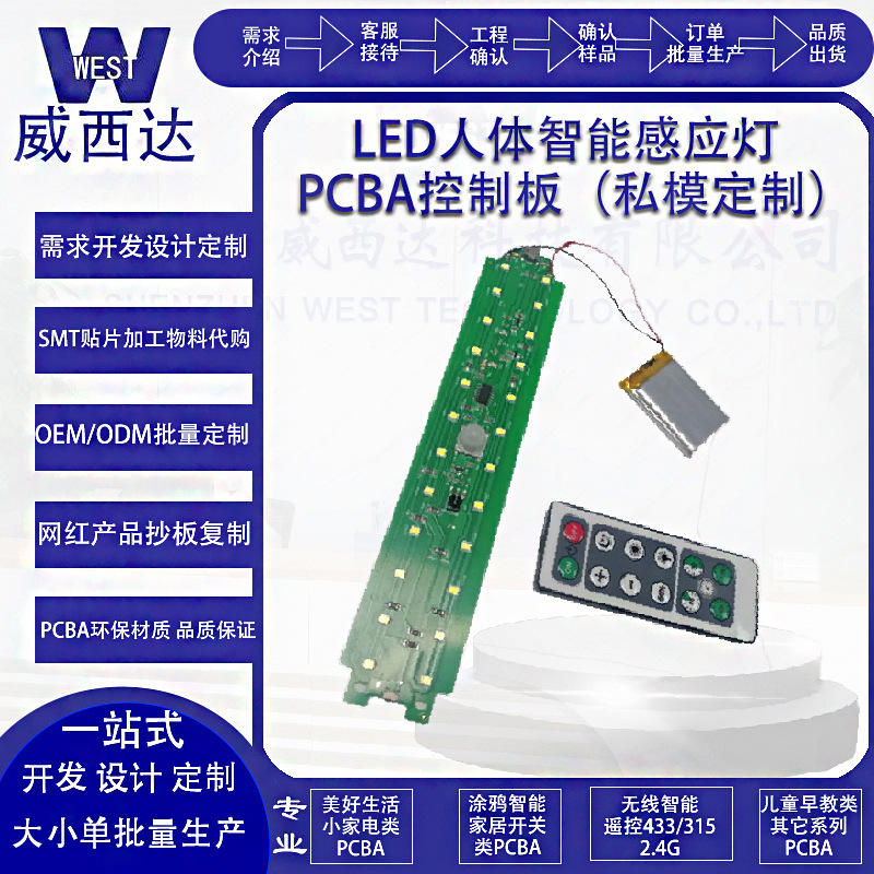 LED人体红外智能感应灯声控灯控制板方案开发设计PCBA电路板开发