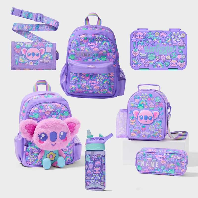 オーストラリア Smiggle ランドセル小学生漫画バックパック学生ウォーターカップカジュアルバックパック断熱食事バッグセット|undefined