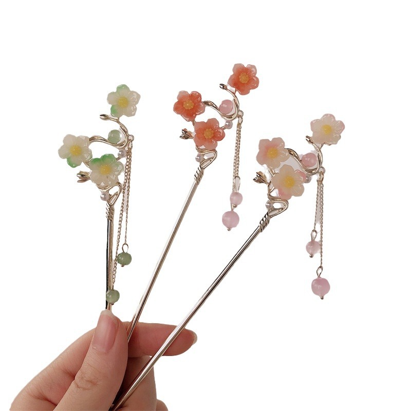 Temperamento antiguo Magnolia flecos horquilla nuevo tocado chino horquilla paso a paso horquilla cheongsam Hanfu horquilla horquilla accesorios para el cabello